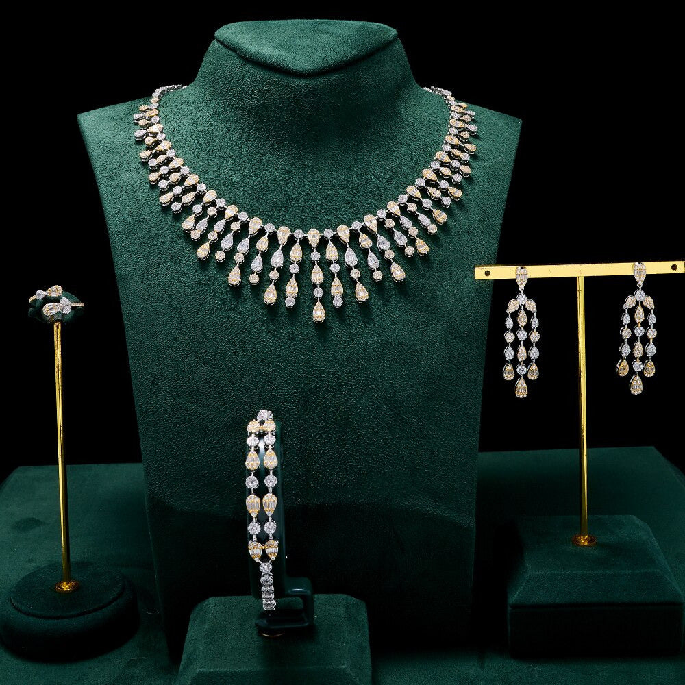 Elegant Necklace Set Cubic Zirconia Jewelry for Women Anniversary Dubai Bridal
