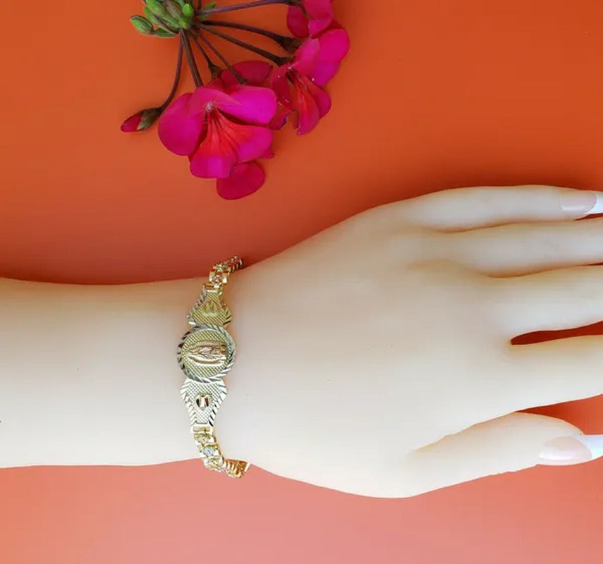 Our Lady Guadalupe Gold Plated Bracelet Pulsera Virgen De Guadalupe Oro Laminado