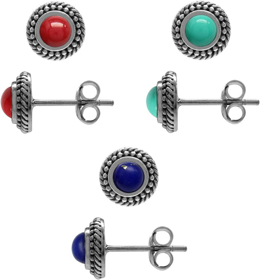 Petite 925 Sterling Silver Rope Balinese Style Second or Third Hole Stud Earring