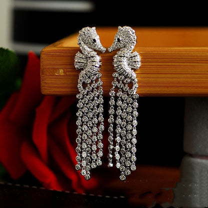 Xindale'S New Super Flash Crystal Earrings Long Retro Tassel Earrings