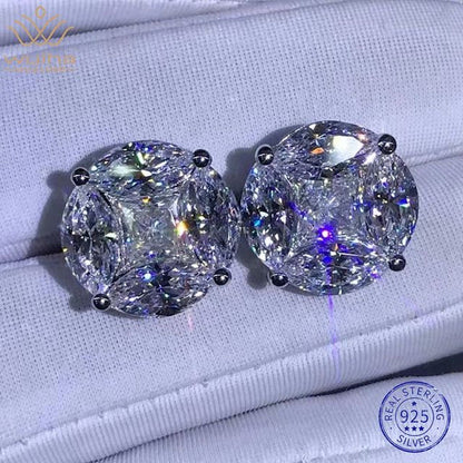 925 Sterling Silver 3EX Crushed Ice 10CT VVS White Sapphire Synthetic Moissanite