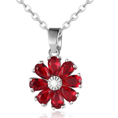 Copper Zircon Floral Diamond Necklace Stud Earrings