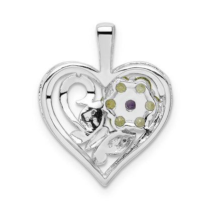 Sterling Silver Amethyst & Peridot Diamond Pendant. Gem Wt- 0.51Ct