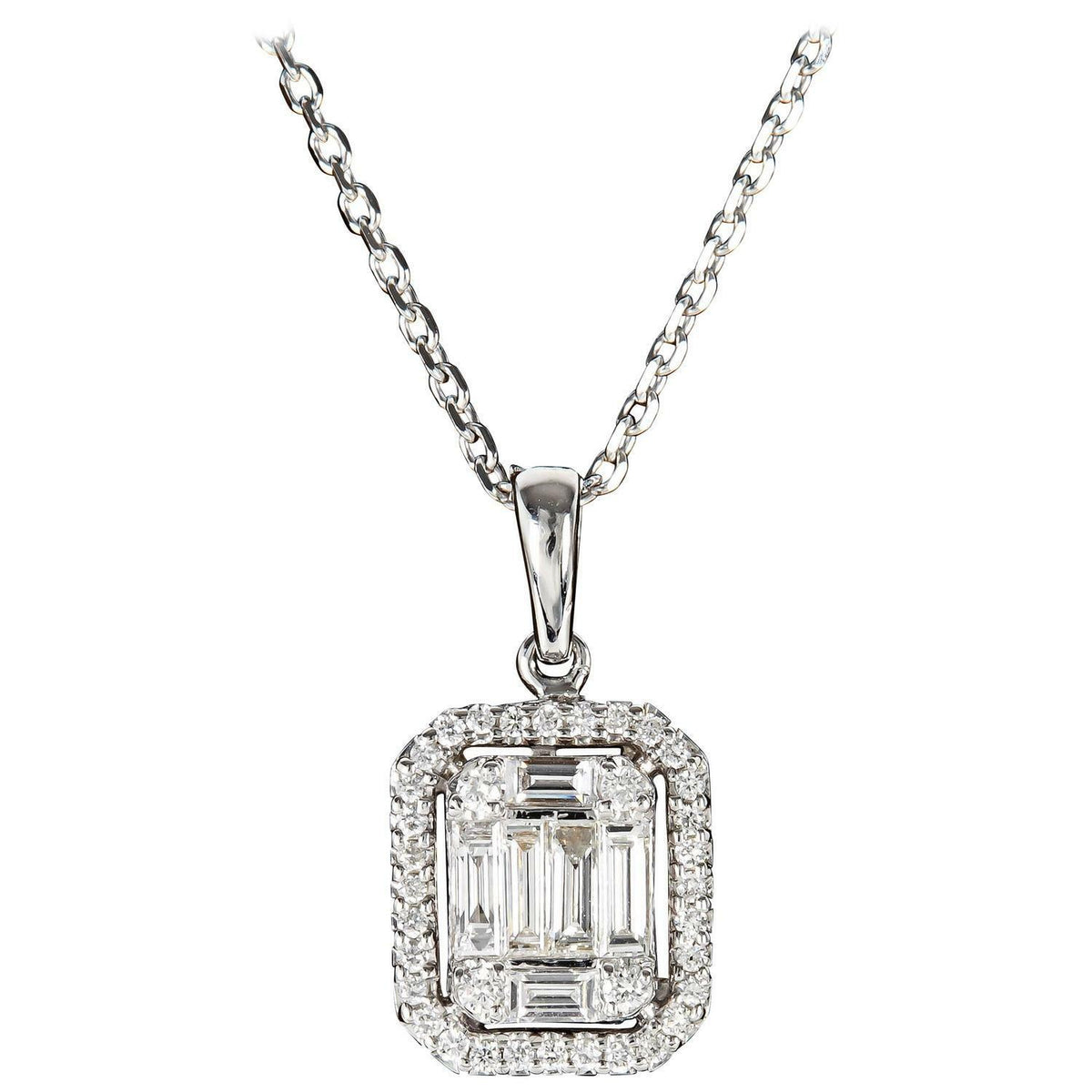 Round emerald baguette F color VS clarity diamonds give illusion multishape 18k