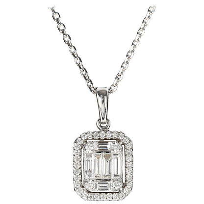 Round emerald baguette F color VS clarity diamonds give illusion multishape 18k