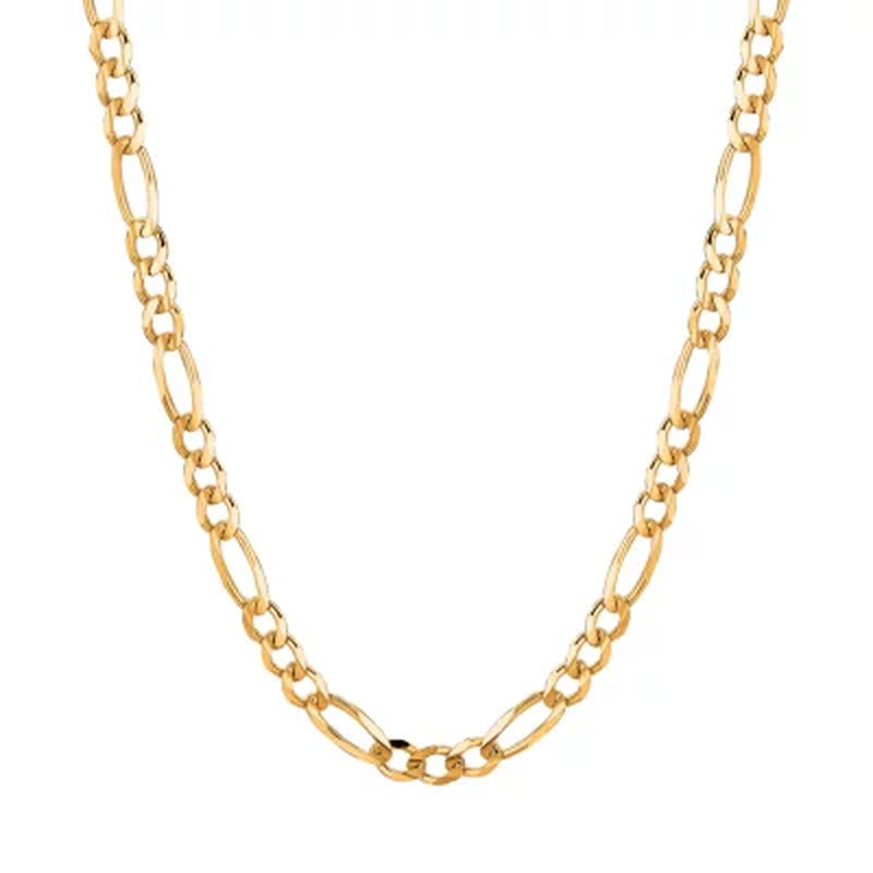 Solid Figaro Link Necklace 20", 4.5Mm in 14K Yellow Gold