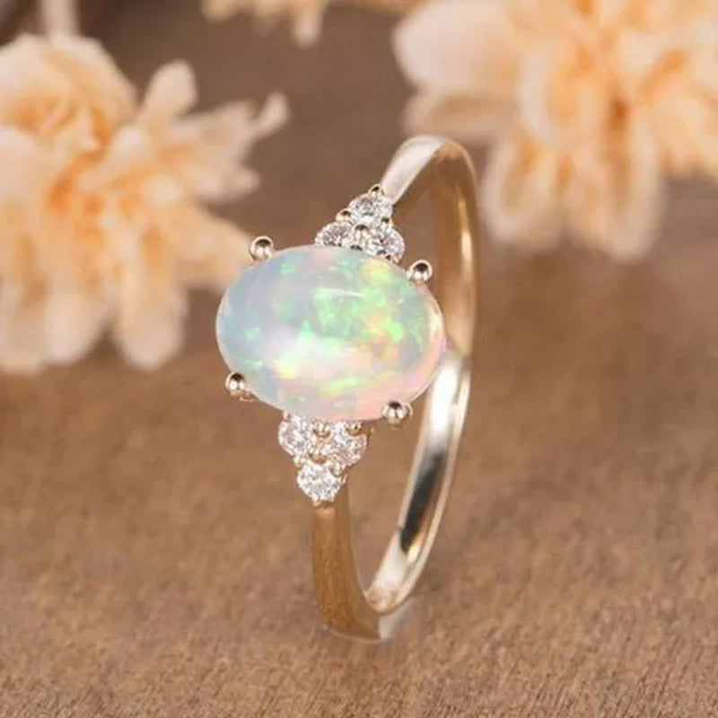 Natural Fire Opal Ring Exquisite and Fashionable Ring Opal Ring Mother'S Day Dia