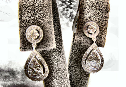 DIAMOND EARRING MARQUISE PRINCESS ROUND BRILLIANT SET CLUSTER EARRING