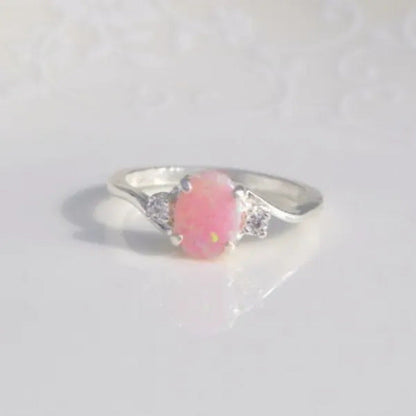 Exquisite Women'S Ring Oval Cut Fire Opal Diamond Jewelry Birthday Proposal Gift