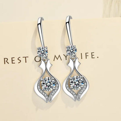 Fashion S925 Silver Earrings Ladies Temperament Earrings Water Drop Long Earring