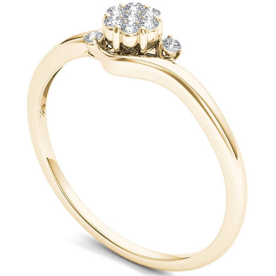 1/10 Carat T.W. Diamond Bypass Cluster 10Kt Yellow Gold Engagement Ring