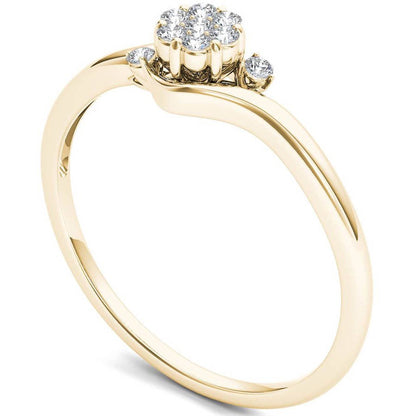 1/10 Carat T.W. Diamond Bypass Cluster 10Kt Yellow Gold Engagement Ring