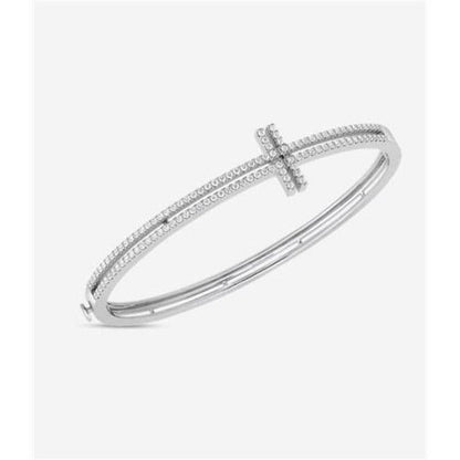 27015 2.25 CT White Gold round Brilliant Diamonds Lady Bangle