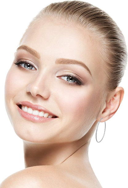 Silver Gold Gunmetal Grey Rhodium Plate Hoop Earrings Set for Women Teen Jewelry