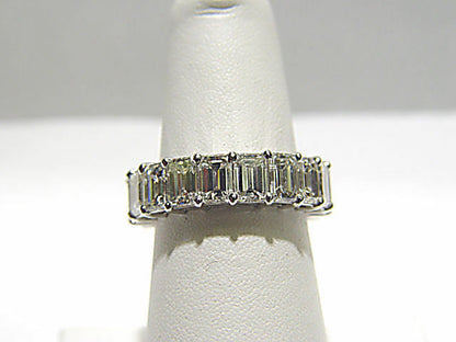 DIAMOND 19 EMERALD SHAPE ETERNITY SET BAND COMMON PRONG DIAMOND ETERNITY BAND