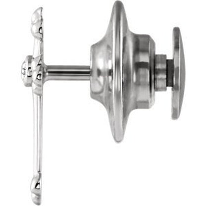 14K White Gold 14X9Mm Diamond Cross Lapel Pin
