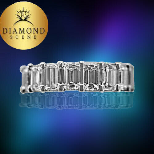DIAMOND EMERALD SHAPE COMMON PRONG SET ETERNITY BAND 19 STONE DIAMOND ETERNITY