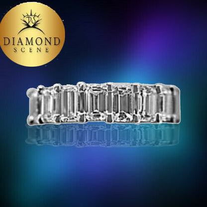 DIAMOND EMERALD SHAPE COMMON PRONG SET ETERNITY BAND 19 STONE DIAMOND ETERNITY