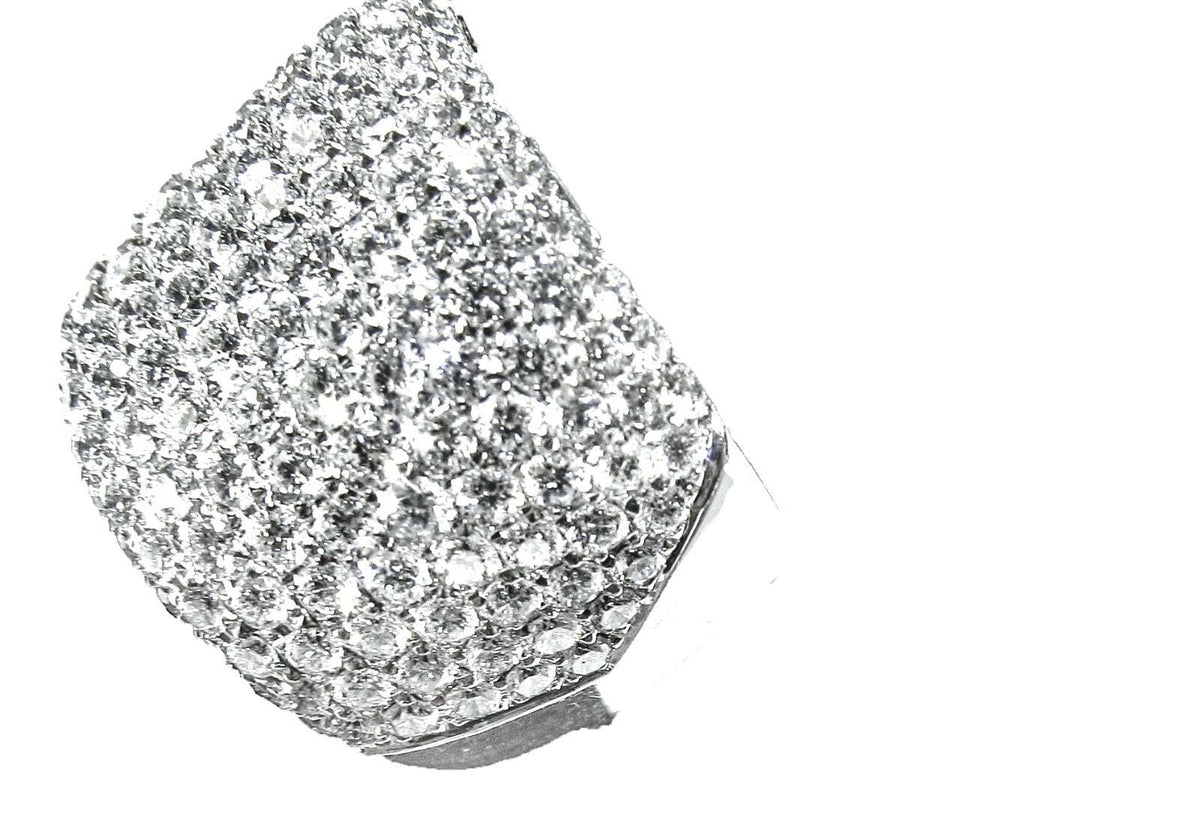 4.09 CT DIAMOND PAVE SET ROUND BRILLIANT SHAPE HALF WAY DIAMOND BAND 18 K GOLD