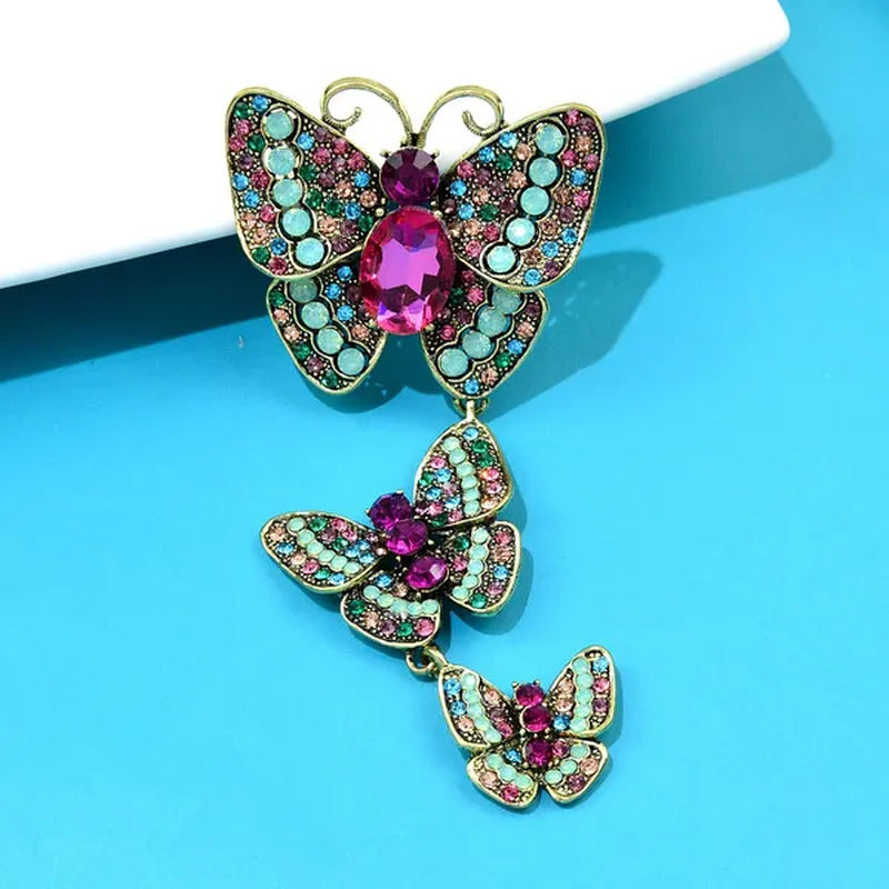 Fashion Exquisite Large Crystal and Rhinestone Butterfly Brooches for Women Vint
