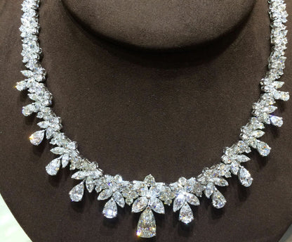 GIA CERTIFIED PEAR H SI2 CENTER SET DIAMOND ROUND PEAR MARQUISE DIAMOND NECKLACE