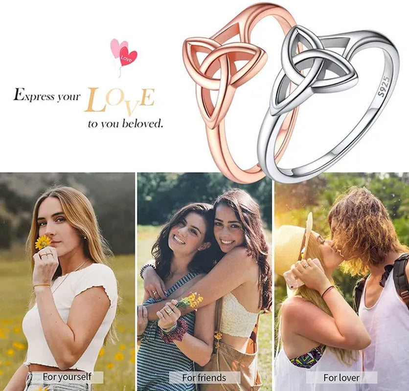 Chicsilver 925 Sterling Silver Ring for Women Triquetra Celtic Knot Promise Ring