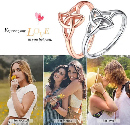 Chicsilver 925 Sterling Silver Ring for Women Triquetra Celtic Knot Promise Ring