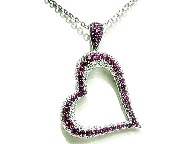 PINK SAPPHIRE ROUND SHAPE DIAMOND ROUND BR SHAPE HEART PENDANT INCLUDED CHAIN