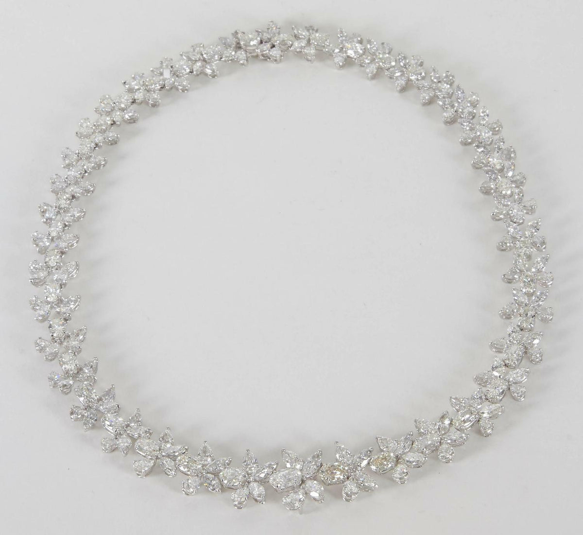 Diamond Platinum Wreath Necklace 56.77 carats of G color VS clarity diamond