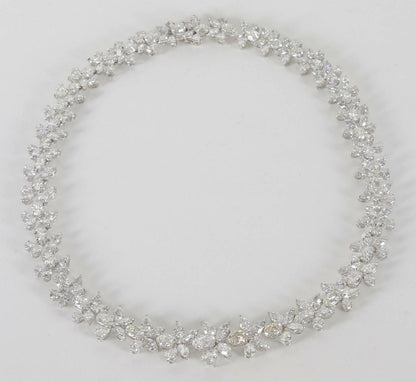 Diamond Platinum Wreath Necklace 56.77 carats of G color VS clarity diamond