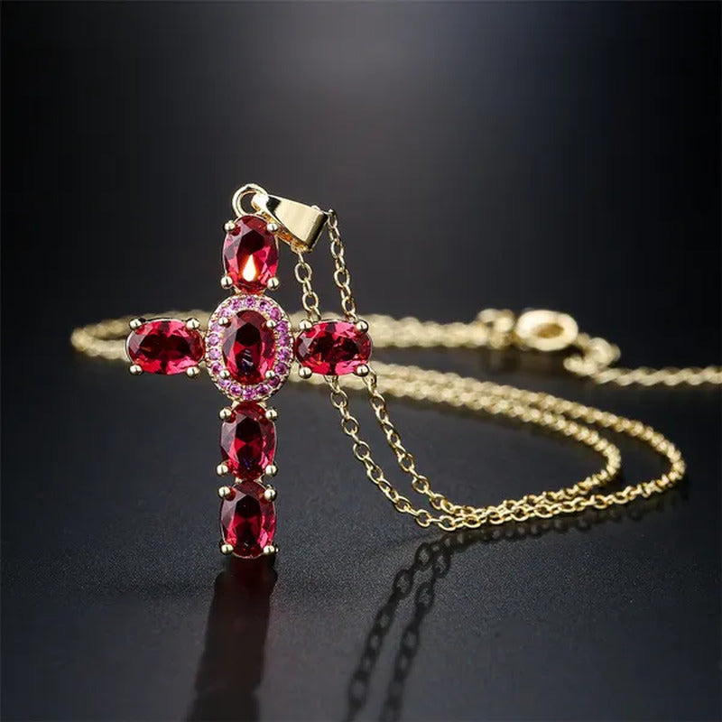 Fashion Jewelry Luxurious Temperament Gold-Plated Sapphire Emerald Ruby Topaz Am