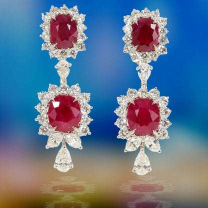 CERTIFIED NATURAL 4 CUSHION SHAPE RUBY SET DIAMOND 4 PEAR SHAPE 4 MARQUISE SHAPE