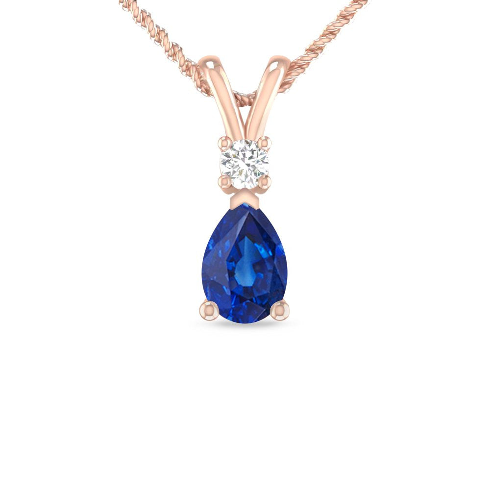0.40 Carat 10K Rose Gold Tanzanite and round Lab Grown Diamond Solitaire Pendant