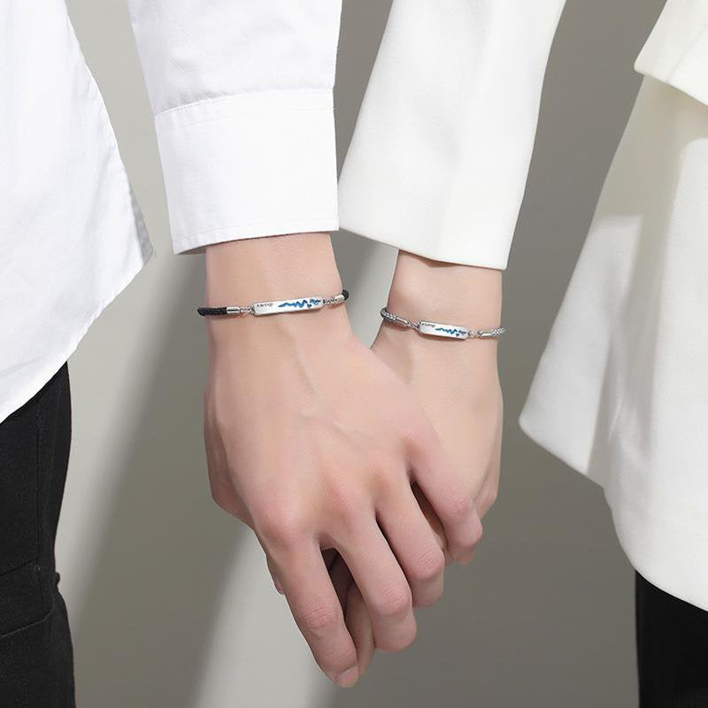 2 Pcs Alloy Couple Bracelets Bangles Adjustable Chain Wristband Temperature Chan