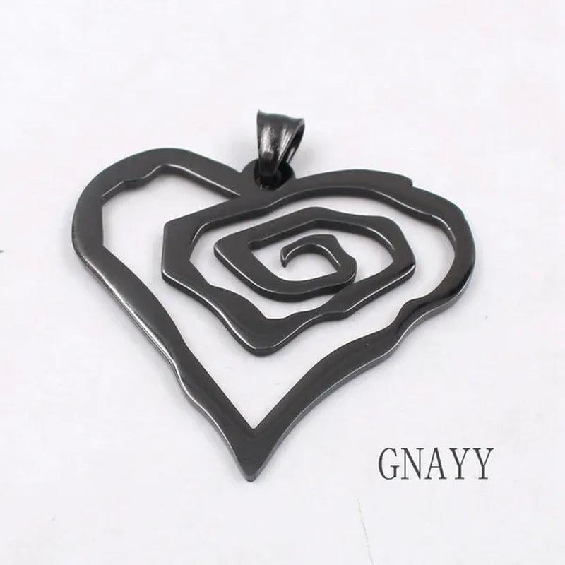 Black Marilyn Manson Heart ROSE Charm NEW MM Rose TOP round Chain 18-36Inch Neck