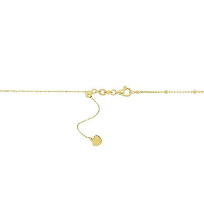 14K Gold Moon and Star Choker with Beads, 16"