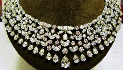GIA CERTIFIED DIAMOND PEAR MARQUISE ROUND BRILLIANT SHAPE CHOKER NECKLACE