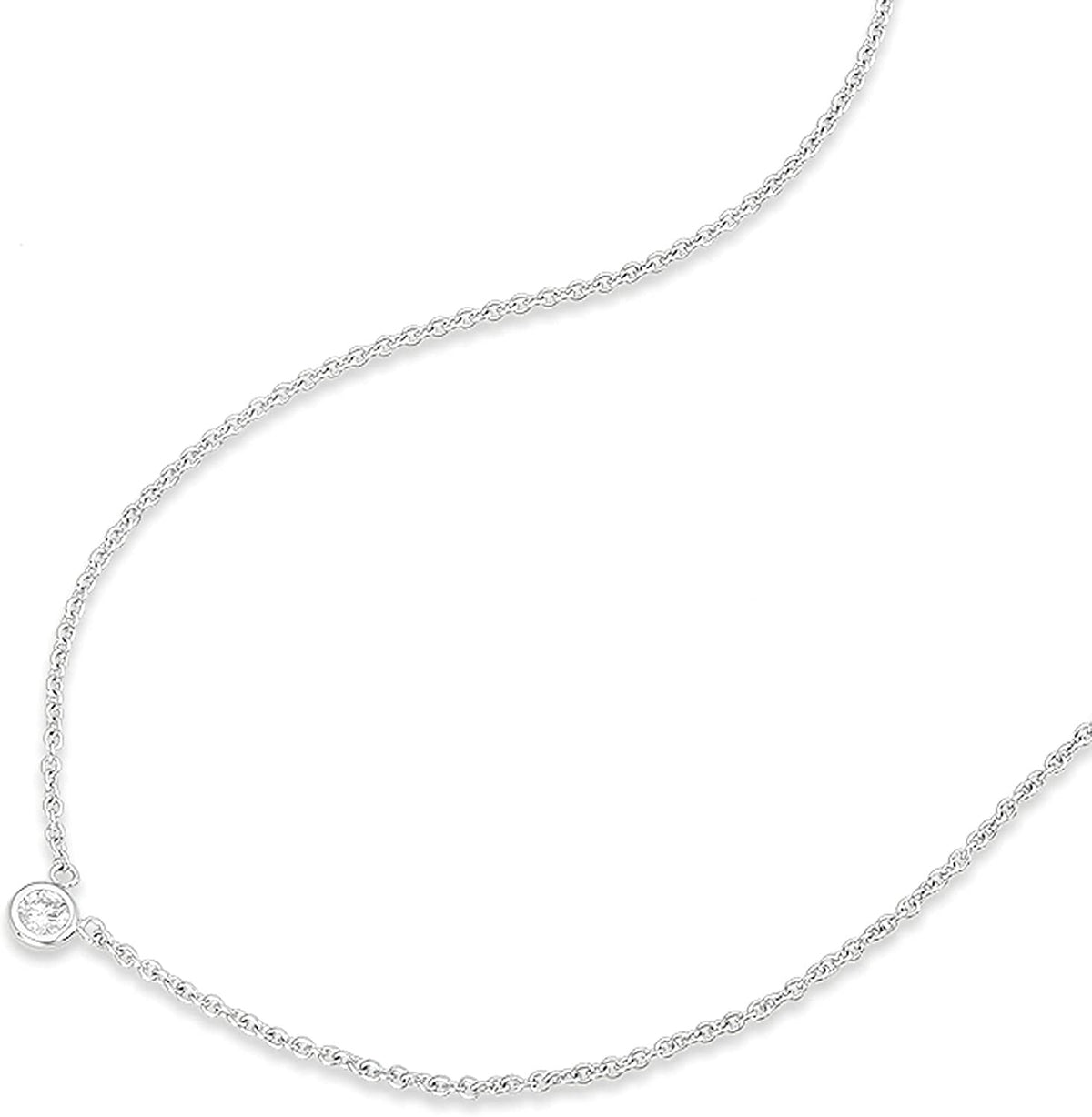 AGS Certified Natural Diamond Dainty Solitaire Bezel Necklace, 0.15~0.60 CTTW Pr