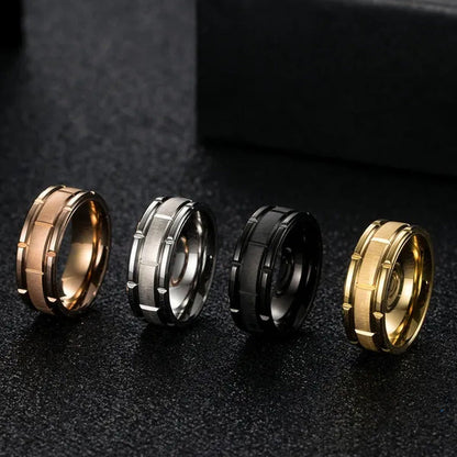 Simple Style Fashion Trendy 316L Stainless Titanium Steel Men Personalized Ring