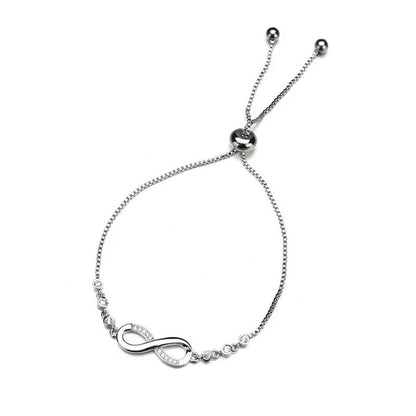 1Pc New Arrival 925 Sterling Silver Charm Bracelet Jewelry Infinity Eight Crysta