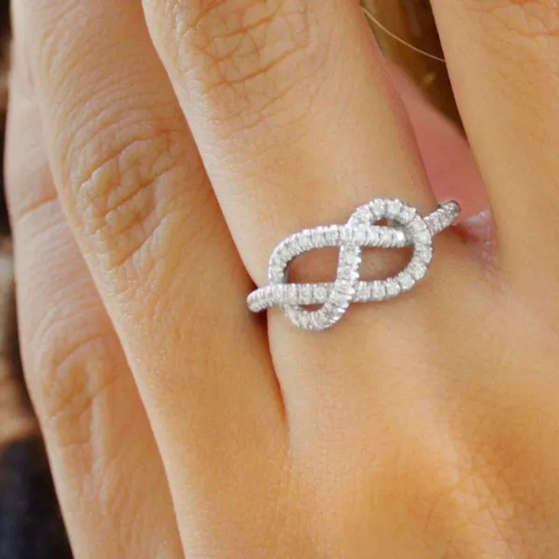 Delicate 925 Sterling Silver Micro Pave Diamond Infinity Rings for Women Bride E
