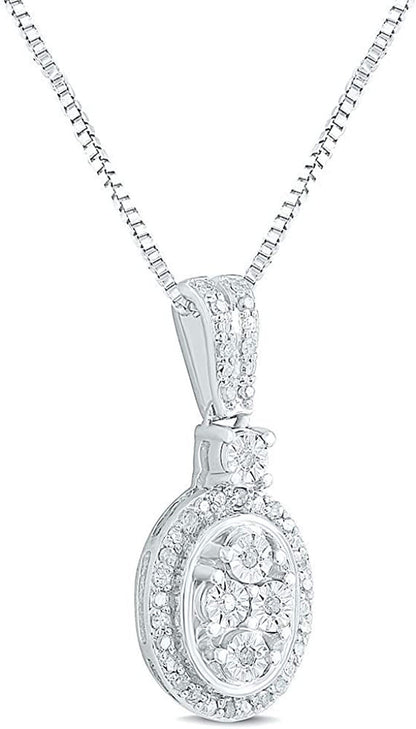 Diamond Pendant Necklace in Sterling Silver 1/10 Cttw - 18 Inch Box Chain