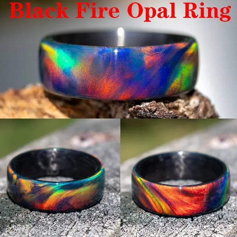 Exquisite Fashion Natural Rainbow Opal Ring 5 Colors Black,Blue Cloud,Dark Blue,
