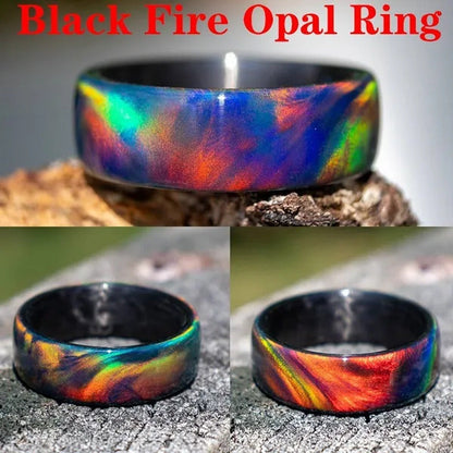 Exquisite Fashion Natural Rainbow Opal Ring 5 Colors Black,Blue Cloud,Dark Blue,