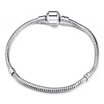 NEW Fashion 925 Sterling Silver White Flashing Double Sided Heart Snake Chain Br