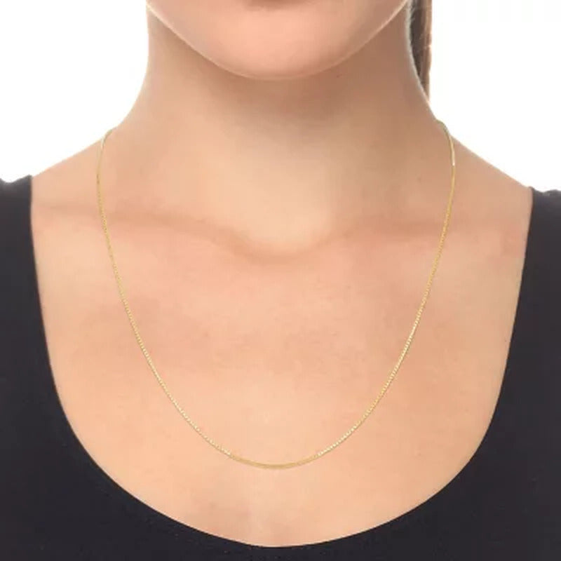 Adjustable Box Link Chain Necklace, 1.1Mm in 14K Gold