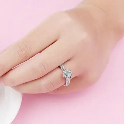 Hannah Martin Exquisite 0.8Ct White Sapphire Diamond Ring Women Bridal Engagemen