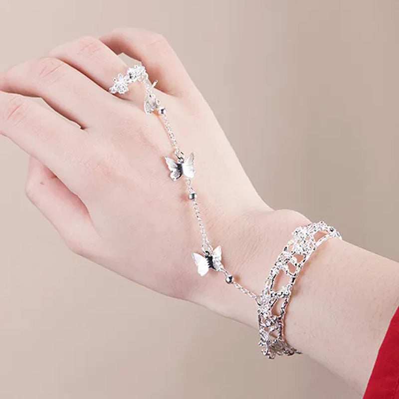 Antique Style Butterfly Bell Ring Bracelet Chinese Clothing Hand Jewelry Adjusta