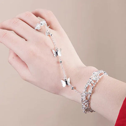 Antique Style Butterfly Bell Ring Bracelet Chinese Clothing Hand Jewelry Adjusta