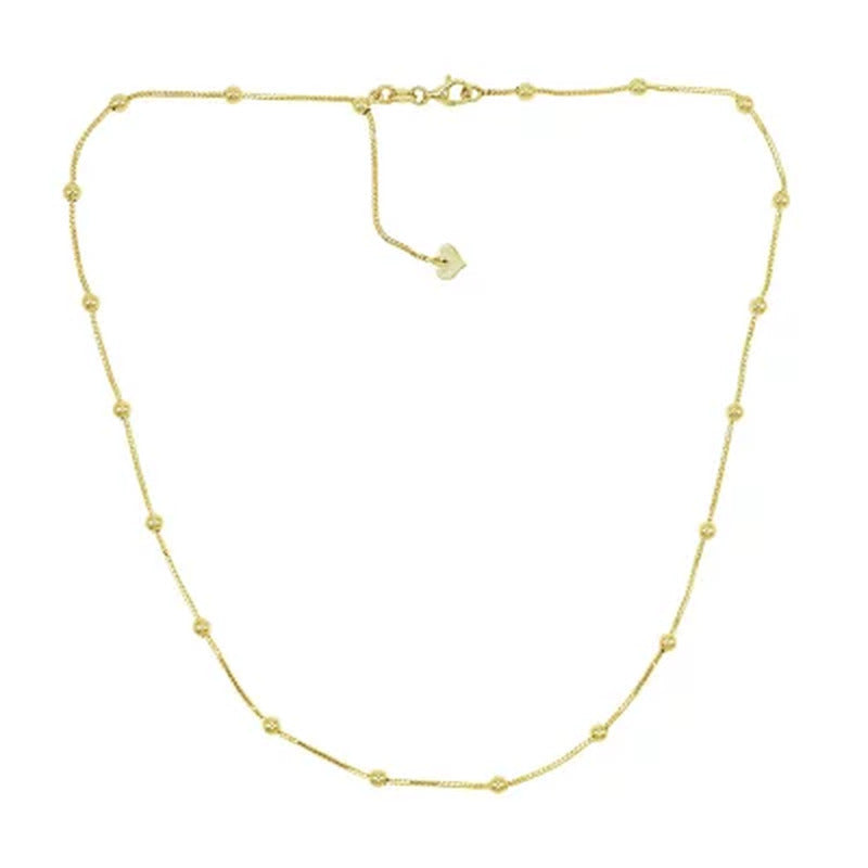 14K Yellow Gold Station Bead Necklace
